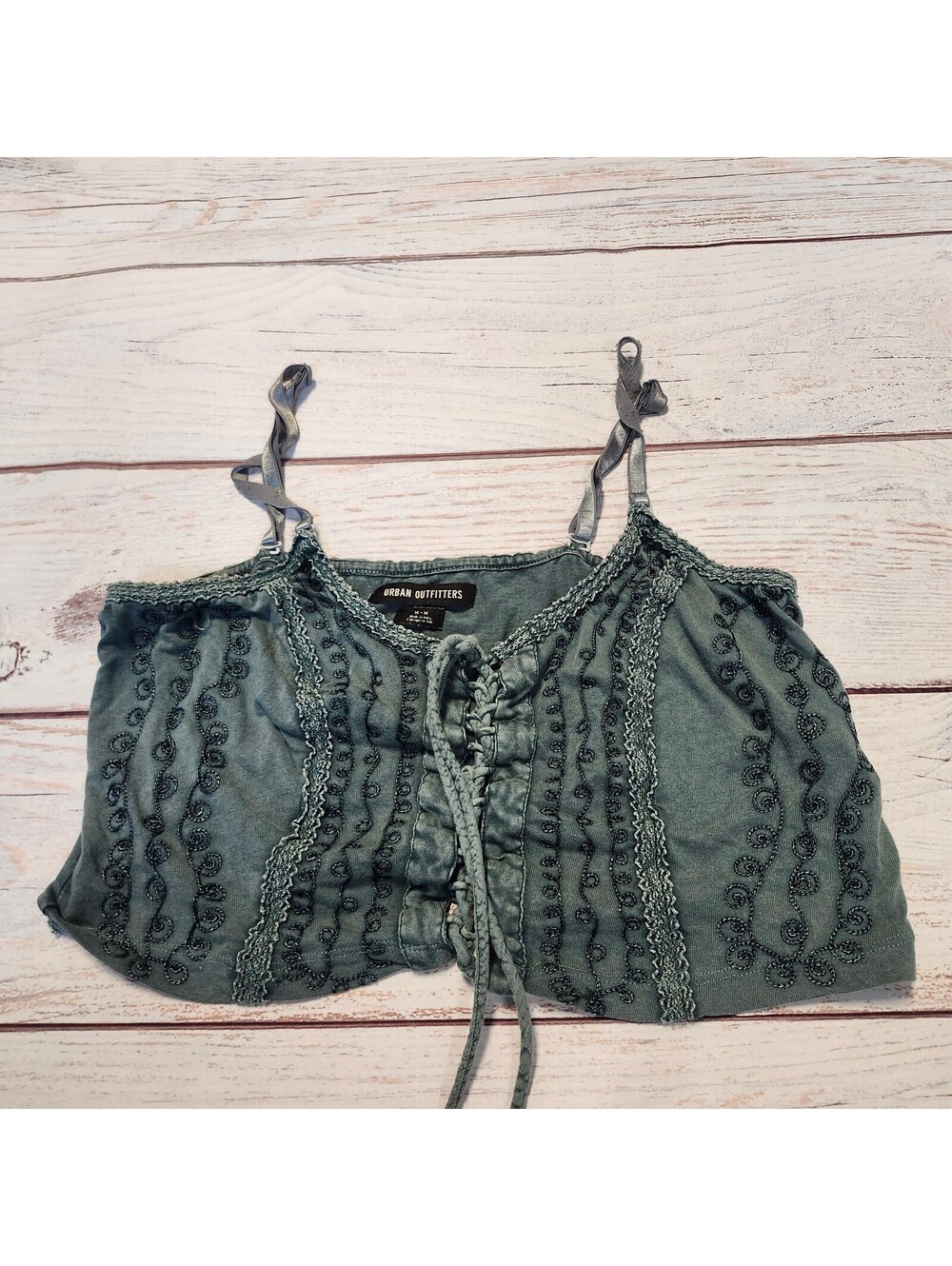 Urban Outfitters Green Lace Up Crop Top Size Medium